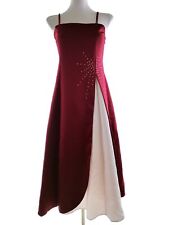 Vintage Rozmiar 14 (42/44) Bordowa długa suknia balowa Suknia wieczorowa Bez rękawów Kryształy, używany na sprzedaż  PL