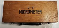 Used, 0-3" Micrometer 3 Piece Set Wooden Box for sale  Shipping to South Africa