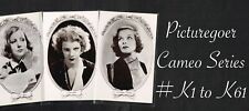  PICTUREGOER - Cameo Series 1930s ☆ FILM STAR ☆ B&W Postcards #K1 to K61 tweedehands  verschepen naar Netherlands