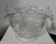 GORGEOUS CLEAR GLASS ETCHED FLORAL PEDASTAL STEMMED HANKERCHIEF BOWL CANDY DISH , used for sale  Shipping to South Africa