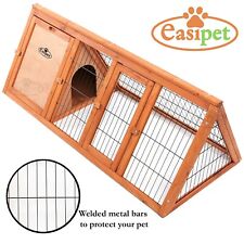 Wooden Rabbit Guinea Pig Hutch 46” Wood Pet Ferret Coop Outdoor House Apex Run for sale  CREDITON
