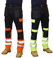 Mens Hi Viz Work trousers Cargo Combat Holster Pockets Tactical Workwear Pants  for sale  MANCHESTER