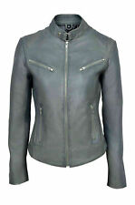 Leather Jacket Motorcycle Genuine Gray Real Women's Lambskin Slim Biker Jacket for sale  Shipping to South Africa
