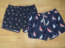 2 x Pairs Tu Navy Swimming Shorts Pink Flamingo & Boat Patterned SIZE L for sale  Shipping to South Africa