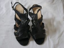 Nine West Shoes 9W UK 7 Ladies Black Strappy Leather Outer Flaking Inner Party, used for sale  Shipping to South Africa