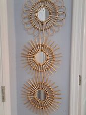 Bohemian Rattan Set Of 3 Wall Decor Retro Mirrowed  for sale  Shipping to South Africa