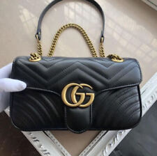 Gucci GG Marmont Flap Diagonal Quilted Leather Super Mini Black & Brass Bag til salgs  Frakt til Norway