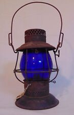 Usado, Antigua lámpara de metal para ferrocarril luz globo azul cobalto Adlake Santa Fe 600 segunda mano  Embacar hacia Argentina