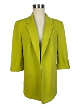 Blazer longo verde limão Anne Klein elástico laminado manga 3/4 estilo aberto médio comprar usado  Enviando para Brazil