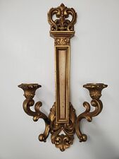 Vtg 1969 Syroco Gold Tone Candle Holder Wall Sconce Ornate #4061 USA for sale  Shipping to South Africa