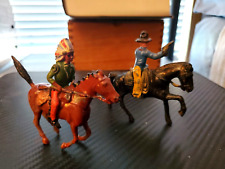 Figuras de brinquedo de chumbo vintage de cowboy e índio a cavalo com armas aready comprar usado  Enviando para Brazil