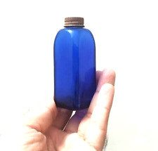 Vintage Cobalt Blue Glass Square Apothecary Bottle M 5 with lid for sale  Shipping to South Africa