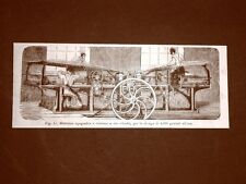 Incisione del 1875 Gli albori della tipografia Macchina tipografica a 2 cilindri, usato usato  Villarosa