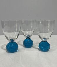 Conjunto de 3 taças base bola bolha soprada à mão azul turquesa transparente, usado comprar usado  Enviando para Brazil