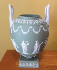Wedgwood Large Green Jasperware  Urn Vase of twin handled Ovoid Urn Form for sale  Shipping to South Africa