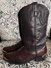 Laredo Mens Wine Burgundy Leather Cowboy Boots Size 10 EW 12628 Dress Fancy, used for sale  Shipping to South Africa