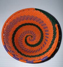 Traditional African Zulu Telephone Wire 4.25” Wide Bowl Basket Copper Colors, used for sale  Shipping to South Africa