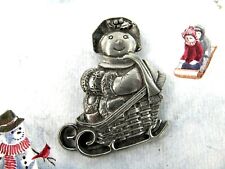 Used, Vintage Lindsay Claire Snowman Snow Woman Pin Brooch Canada for sale  Shipping to South Africa
