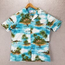 RJC Barco de Pesca Islas Hula Palms Camisa Grande Hawaiana Aloha De Colección 22X28 segunda mano  Embacar hacia Argentina