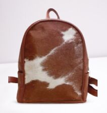 Mochila de couro bovino marrom e branco para crianças meninas mini bolsas de viagem escolar universitária., usado comprar usado  Enviando para Brazil