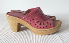 Used, Tsonga Block Heeled Mules Size UK 5 EU 38 Burgundy Red Cut Out Leather Peep Toe for sale  Shipping to South Africa
