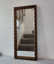 Vintage Vertical Hall Mirror Acanthus Scroll Chunky Wooden Frame Wall Mounted for sale  Shipping to South Africa