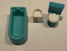Móveis de plástico vintage Plasco para casa de bonecas banheiro cadeira banheira vaso sanitário verde-azulado comprar usado  Enviando para Brazil