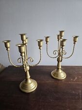Juego de 2 candelabros candelabros de 5 brazos de metal dorado ornamentado decoración de mesa  segunda mano  Embacar hacia Argentina