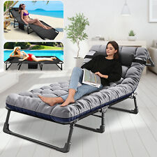 4 Position Adjustable Camping Cot Folding Reclining Zero Gravity Chair w/Matter, used for sale  Shipping to South Africa