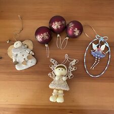 6 Christmas Tree Hanging Decorations 3 Angel Decorations & 3 Glitter Baubles for sale  Shipping to South Africa