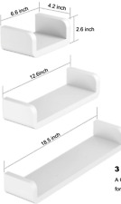 Used, ZEETOON Set of 3 White Floating Shelves U Ledge Display Plastic Wall Shelf Stick for sale  Shipping to South Africa