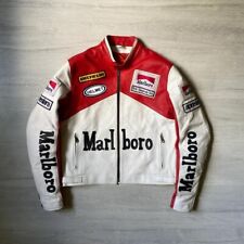 Jaqueta de couro masculina Marlboro vermelha corrida motocicleta vintage streetwear comprar usado  Enviando para Brazil