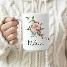 Taza floral con nombre personalizado para mujeres niñas - Nombre personalizado tazas regalo segunda mano  Embacar hacia Mexico