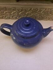 LE CREUSET Teapot 44 oz Pre-owned Large Cobalt Stoneware With Top Blue EUC, used for sale  Shipping to South Africa