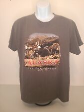 Men's L ALASKA the LAST FRONTIER T Shirt Moose Buck Grizzly Bear Animal Wildlife for sale  Shipping to South Africa