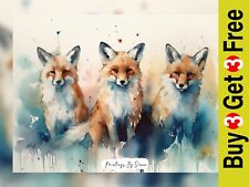 Captivating watercolor fox for sale  PORTSMOUTH