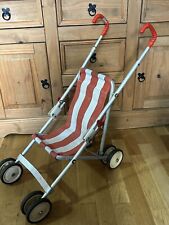Vintage Maclaren Play Foldable Dolls Pushchair Pram Red & White Stripe Buggy, used for sale  Shipping to South Africa