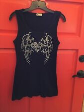 Women’s Vocal Blk Ribbed Tank With Rhinestone Heart/Wings Design NWD No Tags XL? for sale  Shipping to South Africa