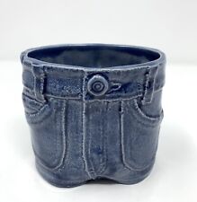 Vintage DENIM Look Jeans Azul Vaso de Cerâmica Plantador Texturizado Pop Art Novidade comprar usado  Enviando para Brazil