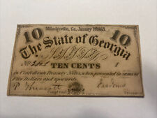 1863 STATE OF GEORGIA CIVIL WAR CONFEDERATE 10 CENT BANK NOTE CRISP for sale  Old Hickory