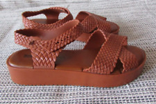 Sandálias plataforma feminina Melissa + Salinas marrom tijolo trançado tiras tamanho 7 comprar usado  Enviando para Brazil