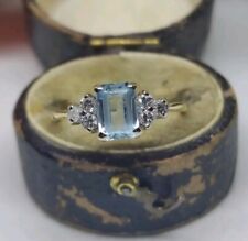 18ct Aquamarine and Diamond Band ring in UK hallmarked 18ct yellow gold for sale  Shipping to South Africa
