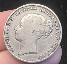 1860 Gran Bretaña Un Chelín Plata Fina 92,5% Moneda Reina Victoria F287 segunda mano  Embacar hacia Argentina