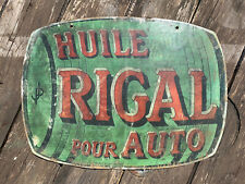ancienne plaque non émaillée HUILE RIGAL POUR AUTO garage moteur en tôle d'occasion  Castanet-Tolosan