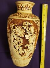 Vaso de resina vintage grande oriental esculpido 3d flores  comprar usado  Enviando para Brazil