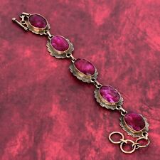 Used, Faceted Kashmir Ruby Gemstone Bracelet Copper Bracelet Adjustable Chain Bracelet for sale  Shipping to South Africa