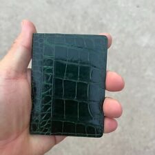 LUXURY GREEN SHINY GENUINE ALLIGATOR LEATHER MINI CREDIT CARD HOLDER CASE WALLET for sale  Shipping to South Africa