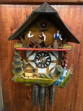 Vintage Black Forest GERMAN MUSICAL  Cuckoo Clock w Men Chopping. Sawing for sale  Shipping to South Africa