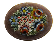Vintage Italian Micro Mosaic Brooch With Floral Scene for sale  Shipping to South Africa