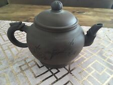 antique Chinese yixing clay teapot - brown - small - with markings for sale  NORTHAMPTON
